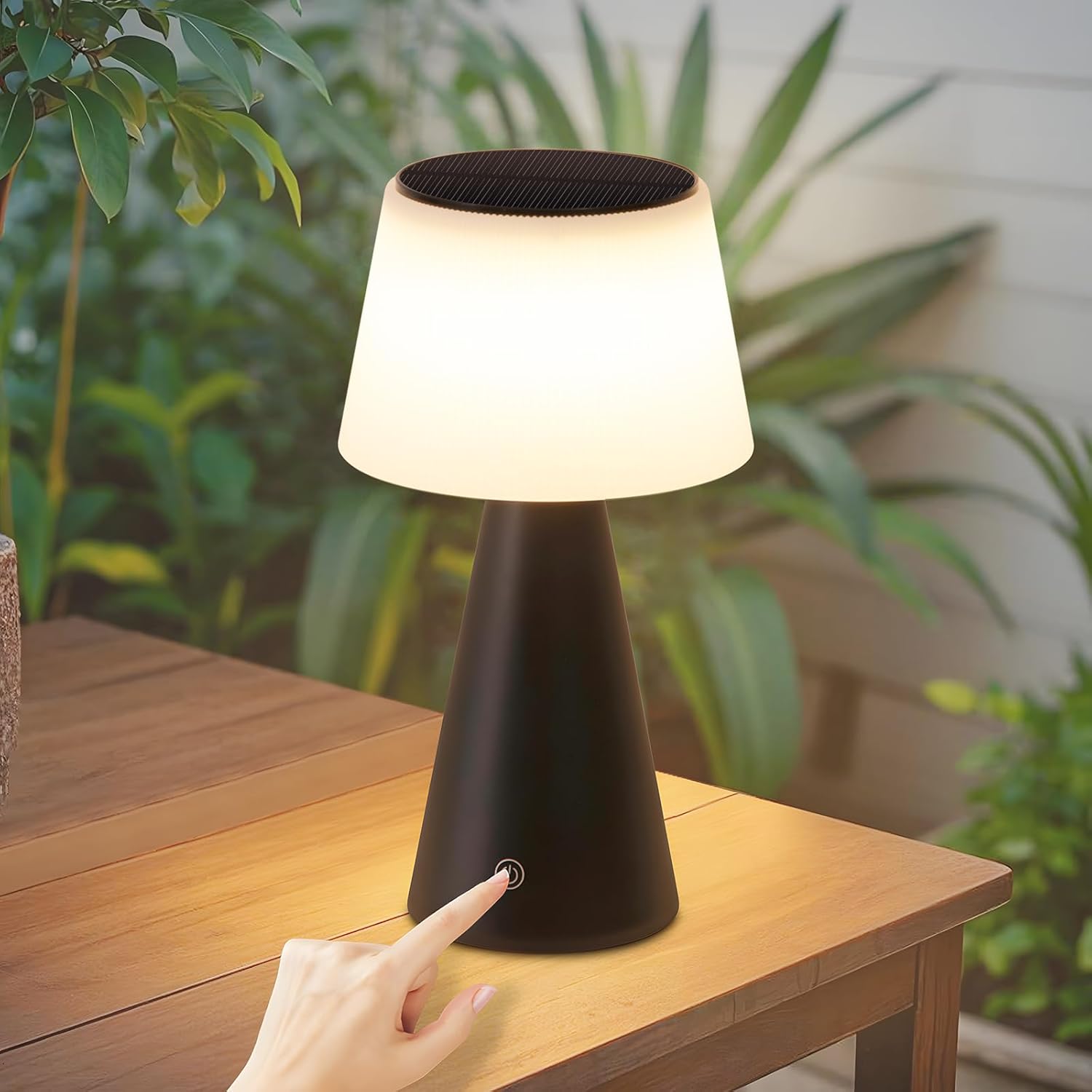 ZMH Lampa stołowa bezprzewodowa LED zasilana baterią słoneczną nowoczesna ściemnialna lampa nocna dotykowa do salonu Ogrodu