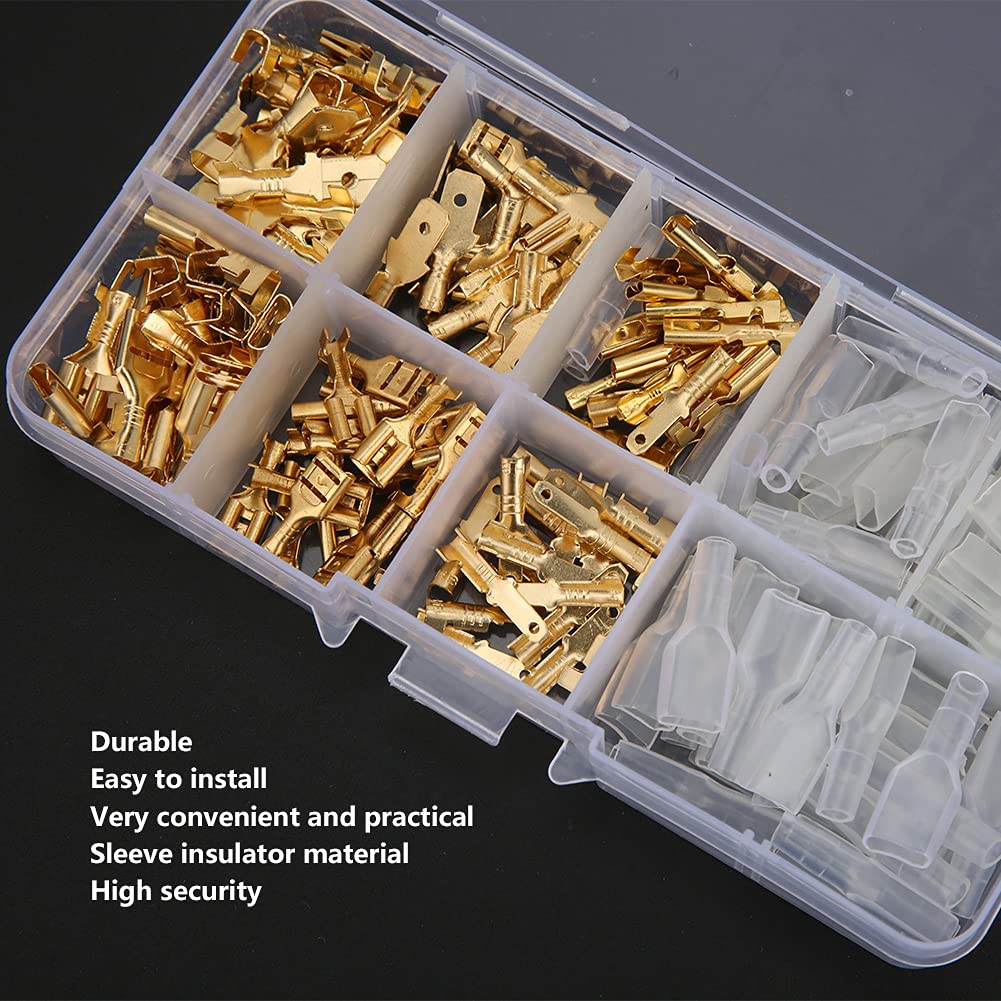 180 pezzi connettore per cavi elettrici inserto dorato molla con copertura isolante - 6