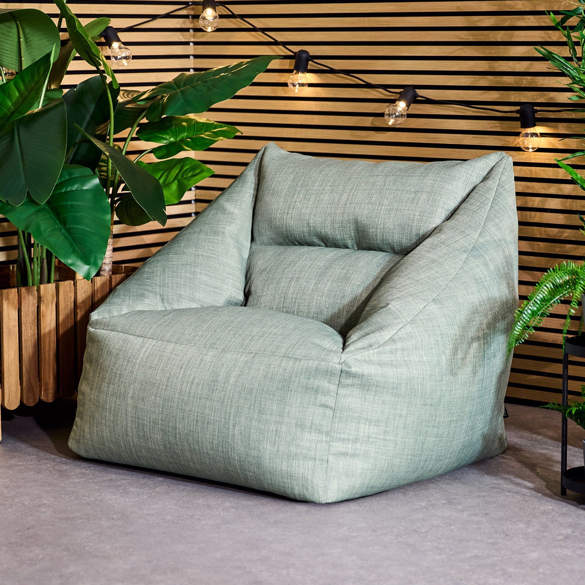 Pouf fauteuil Icon intérieur et extérieur en tissu tissé Oeko-Tex® vert sauge, 97x73x84cm, Made in Allemagne - 2