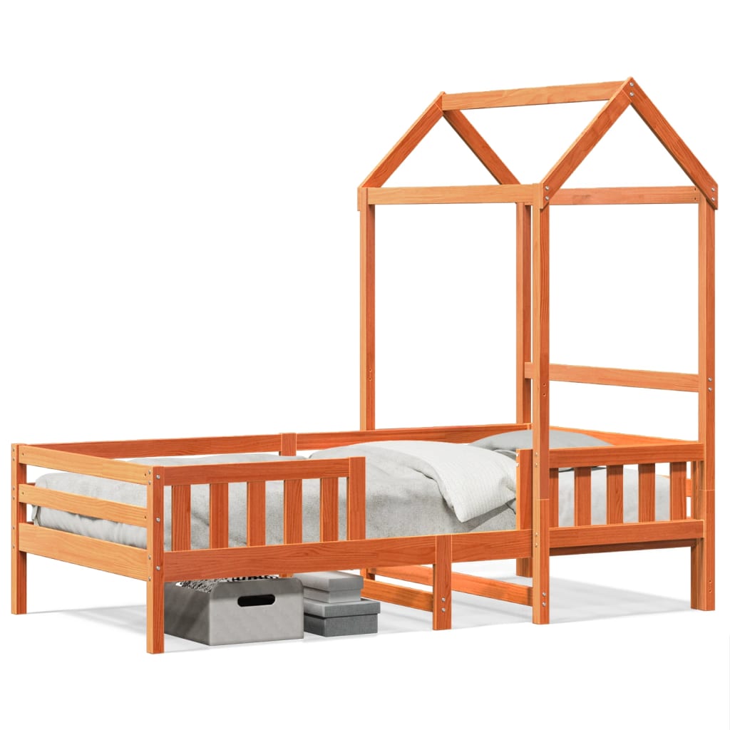 Lit Superposé Enfant Avec Toit - Bois De Pin Massif Blanc, Matelas 75x190 Cm - Lit Mezzanine Ludique