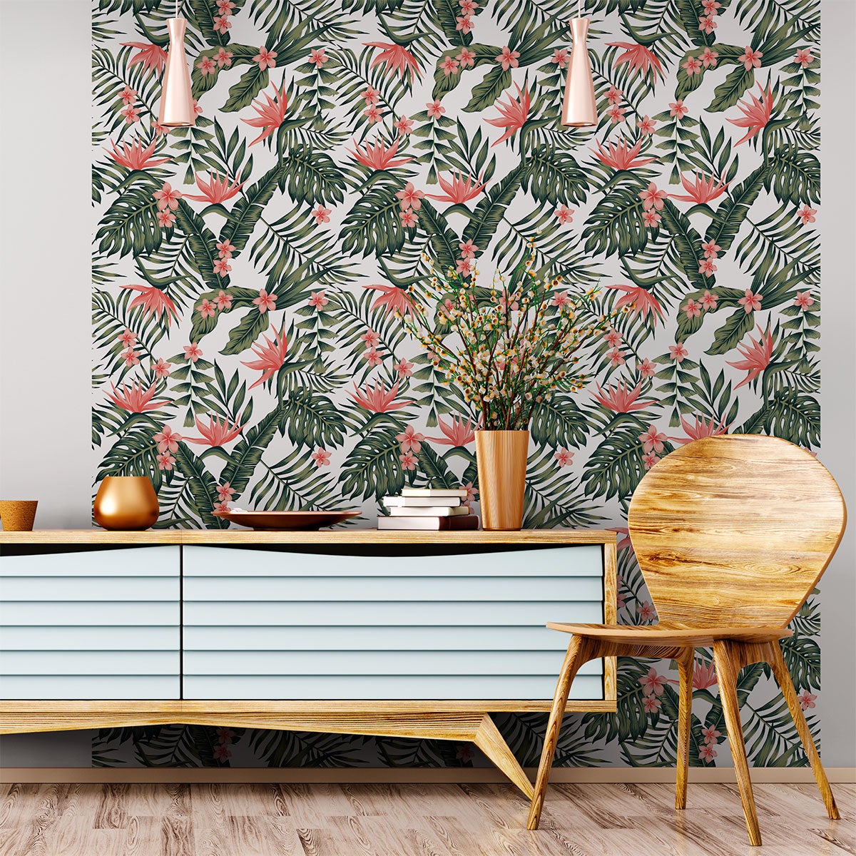 Vinilo papel tapiz tropical teresina - adhesivo de pared - revestimiento sticker mural decorativo - 60x60cm