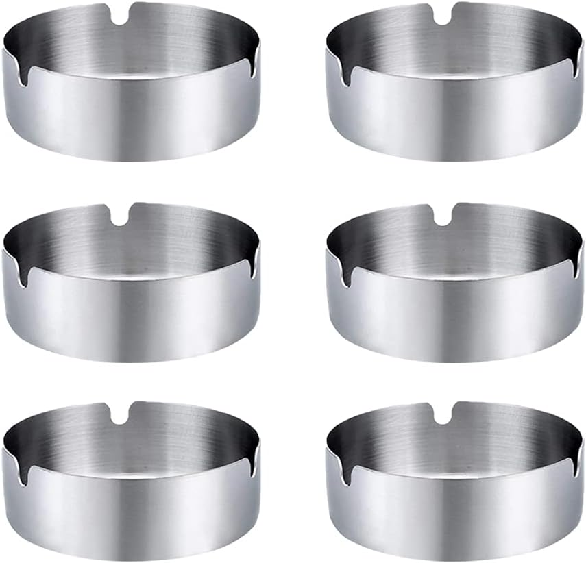 6 szt. popielniczek ze stali nierdzewnej do użytku wewnątrz pomieszczeń – 8 cm – do biura, baru, restauracji, hotelu, kawiarni, KTV
