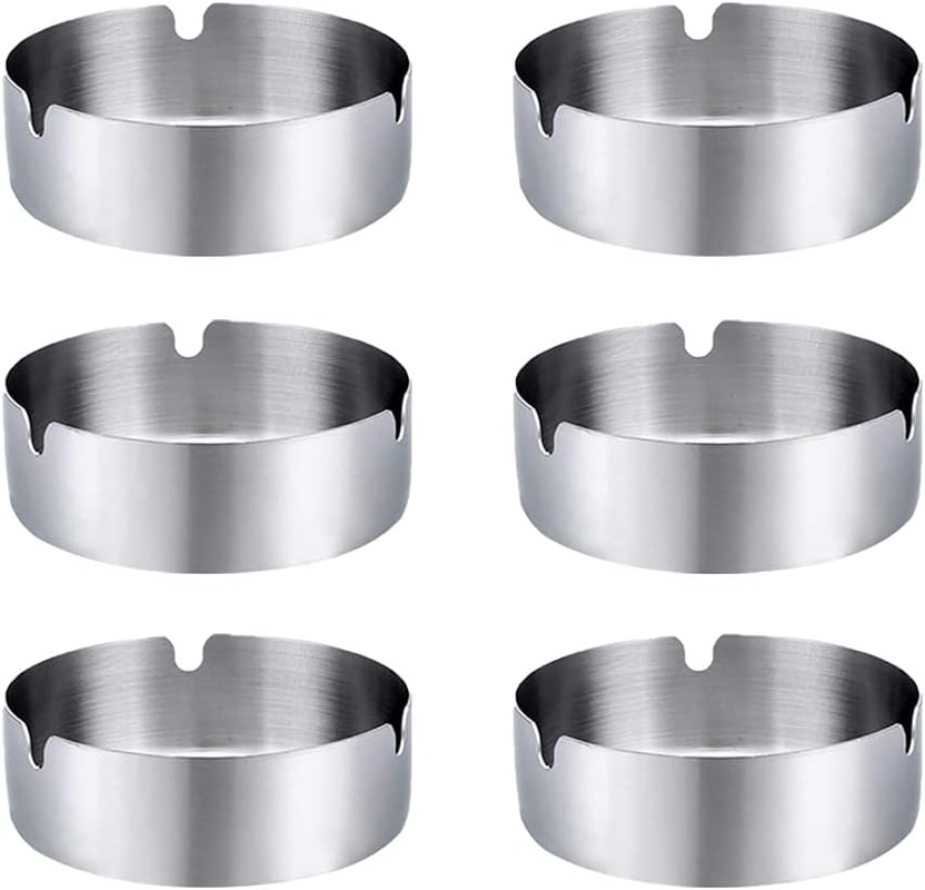6 szt. popielniczek ze stali nierdzewnej do użytku wewnątrz pomieszczeń – 8 cm – do biura, baru, restauracji, hotelu, kawiarni, KTV