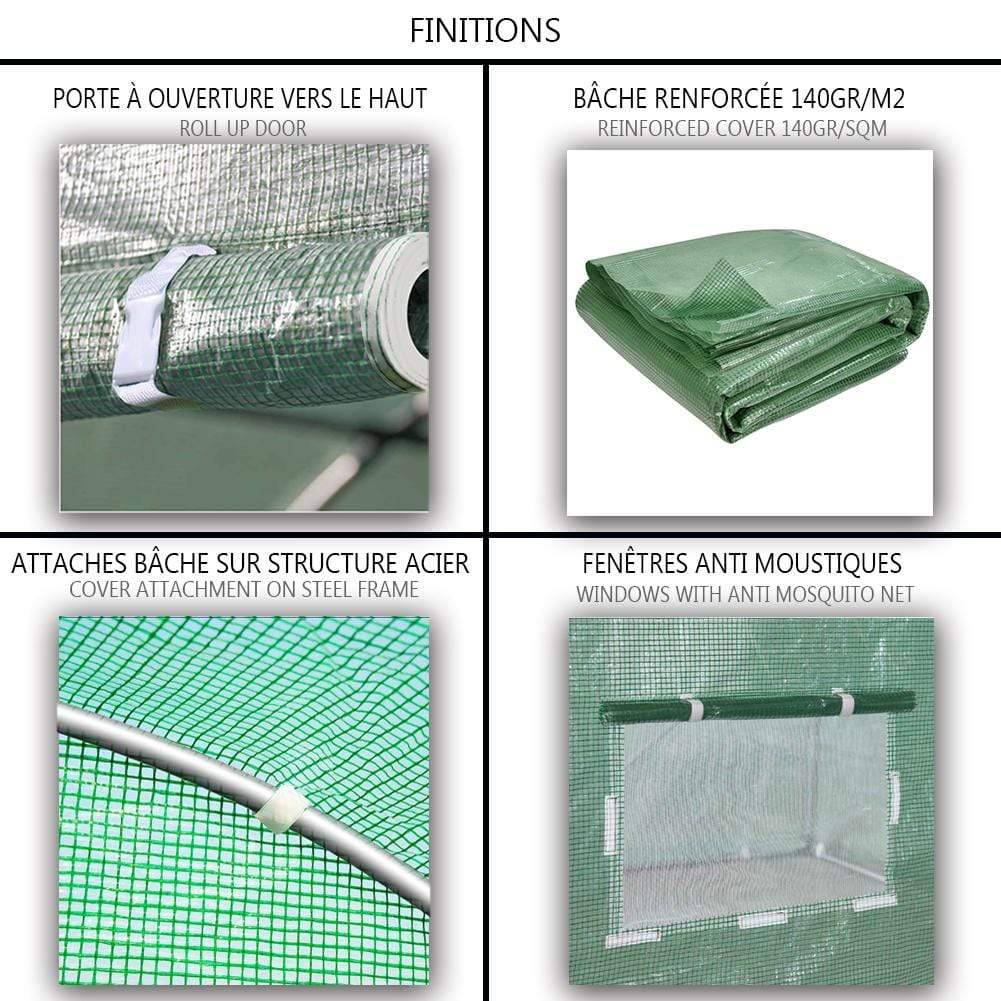 Serra da Giardino Tunnel, Serra per Orto, Piante Verde e Frutto, 3x3x2m 9m² - 9
