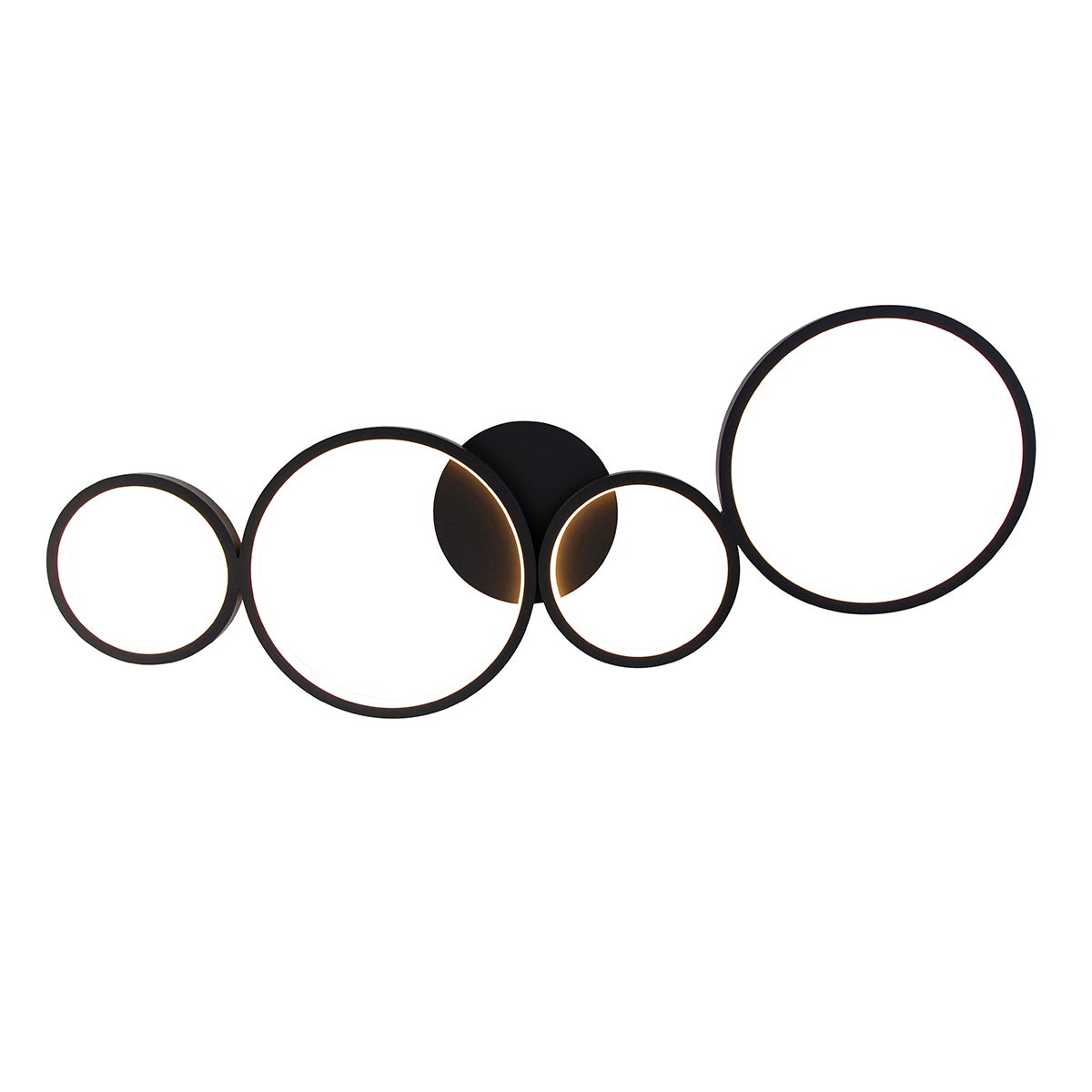 Qazqa moderne plafonnier - Lupolo - noir, led intégrée 40w incluse, Integrated led, 2700k, blanc chaud, dimmable, à 4 lumières, - 9