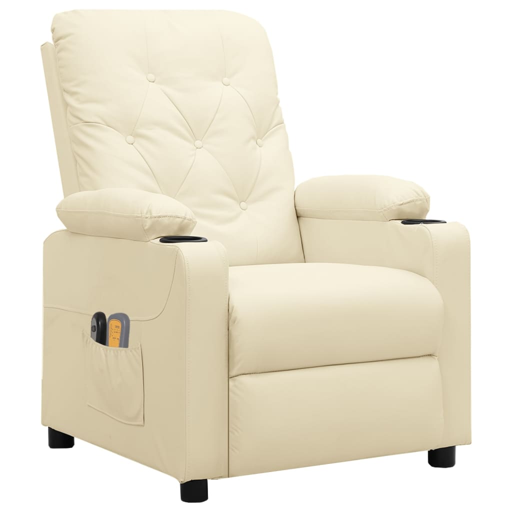 Sillón de salón | silla de relax | sillón de masaje eléctrico cuero sintético crema cfw58124
