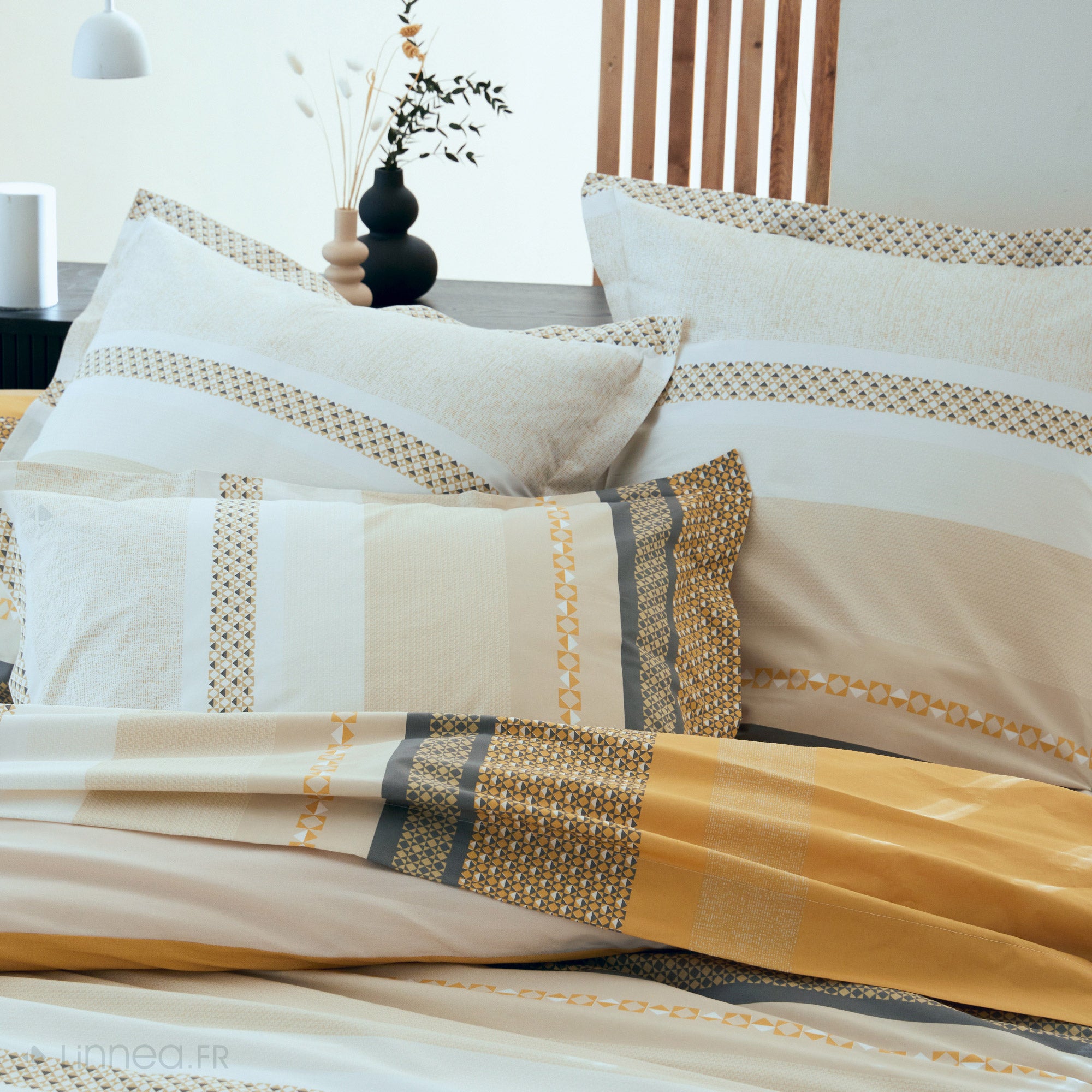 Taie d'oreiller 65x65 cm percale coton MARLOW Miel - 6