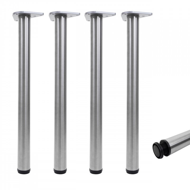 Zestaw 4 nóg stołowych HWC-H36, do ramy stołu do jadalni, 73 cm, wygląd stali nierdzewnej
