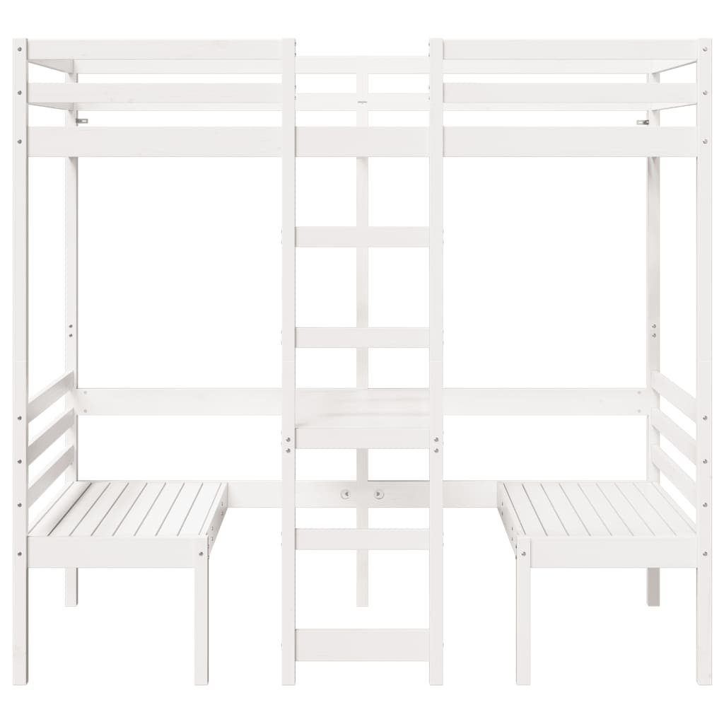 Lit mezzanine avec bureau et chaises blanc 90 x 190 cm en pin massif - 5