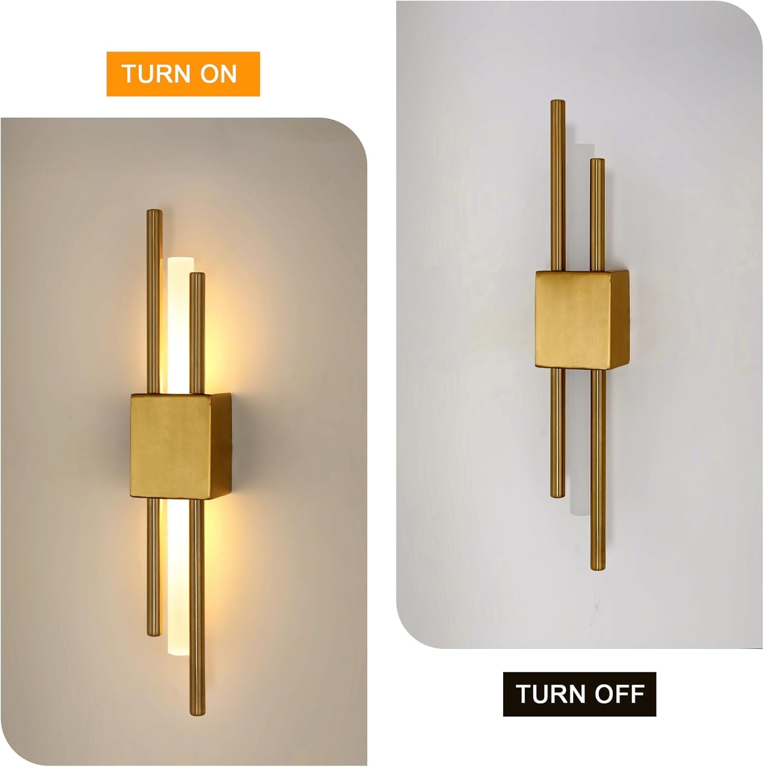 Lampada da parete a LED 2 pezzi – 3000K/4000K/6000K – Illuminazione moderna per soggiorno– Luce notturna lunga da comodino – Lampada notturna a LED - 4