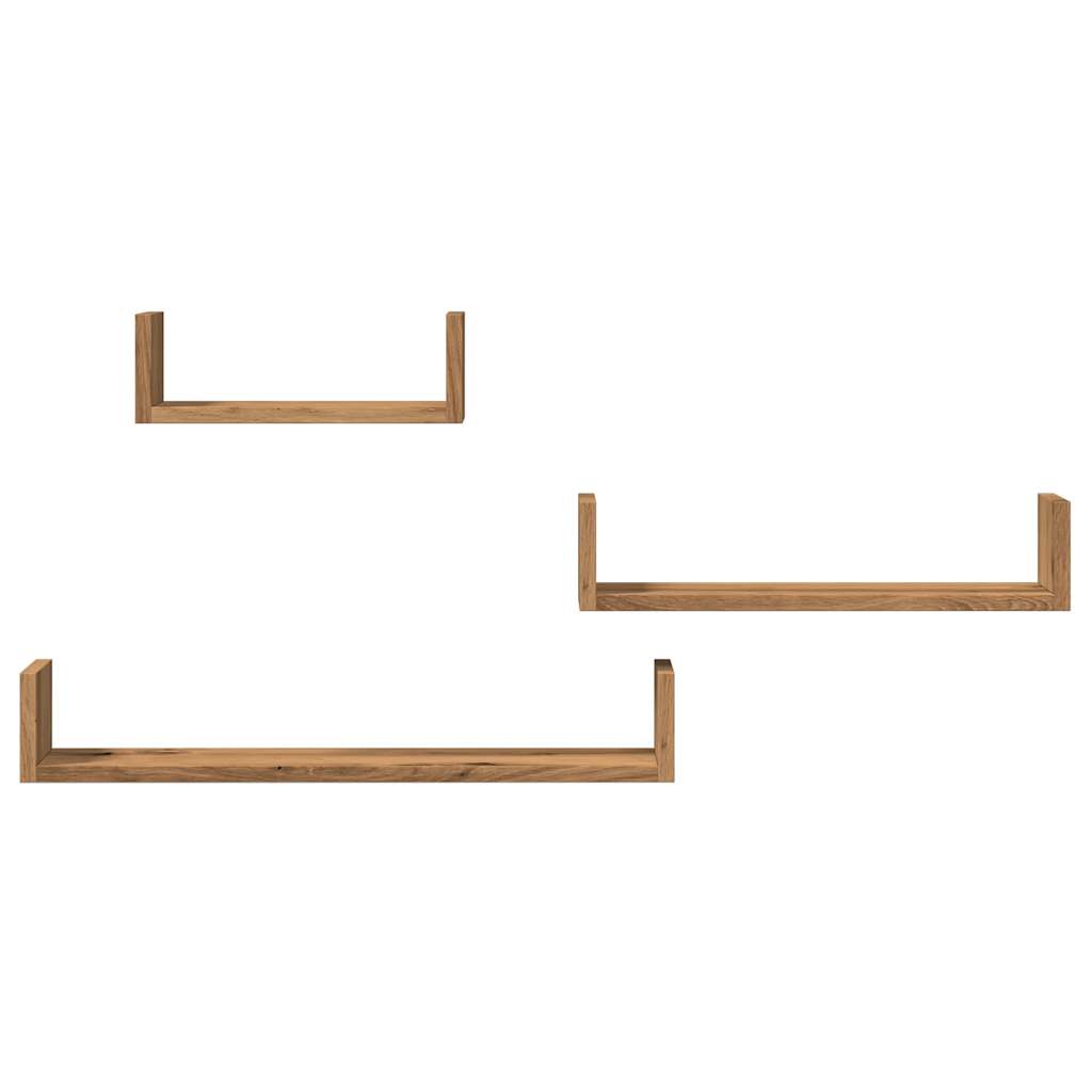 3 pcs Étagères murales | Étagère flottante | Étagère suspendue chêne artisanal bois d'ingénierie CFW859723 - 4