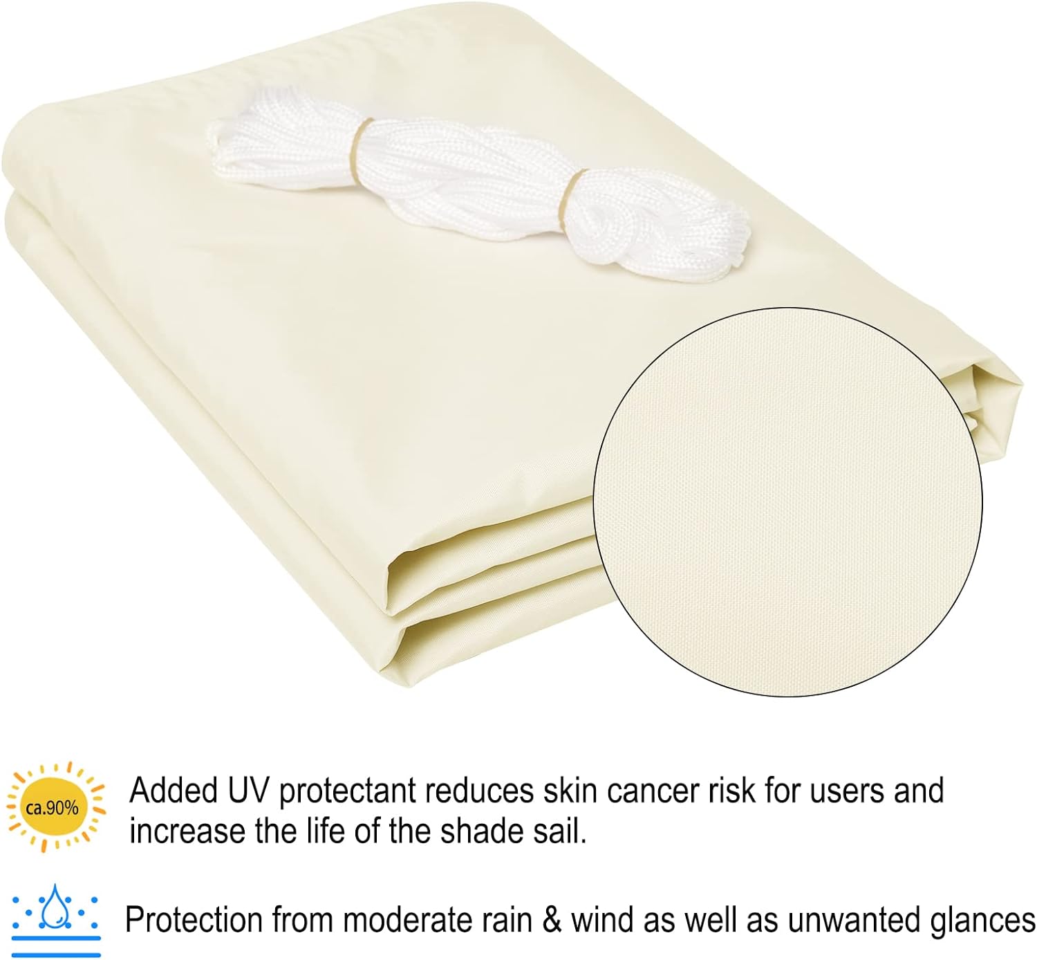 Voile d'ombrage Rectangulaire Imperméable Anti 95% UV résistant à l'eau Protection Contre Le Vent Polyester avec Protection UV pour Jardin terras - 4