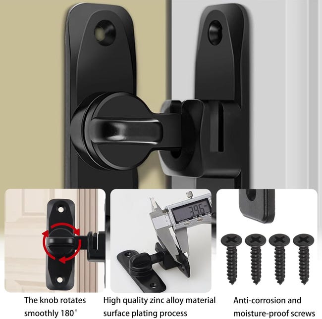 Chiusura Scorrevole Per Porte In Legno - Chiavistello A 90/180 Gradi, Facile Installazione, Design In Lega Di Zinco - Foto 10