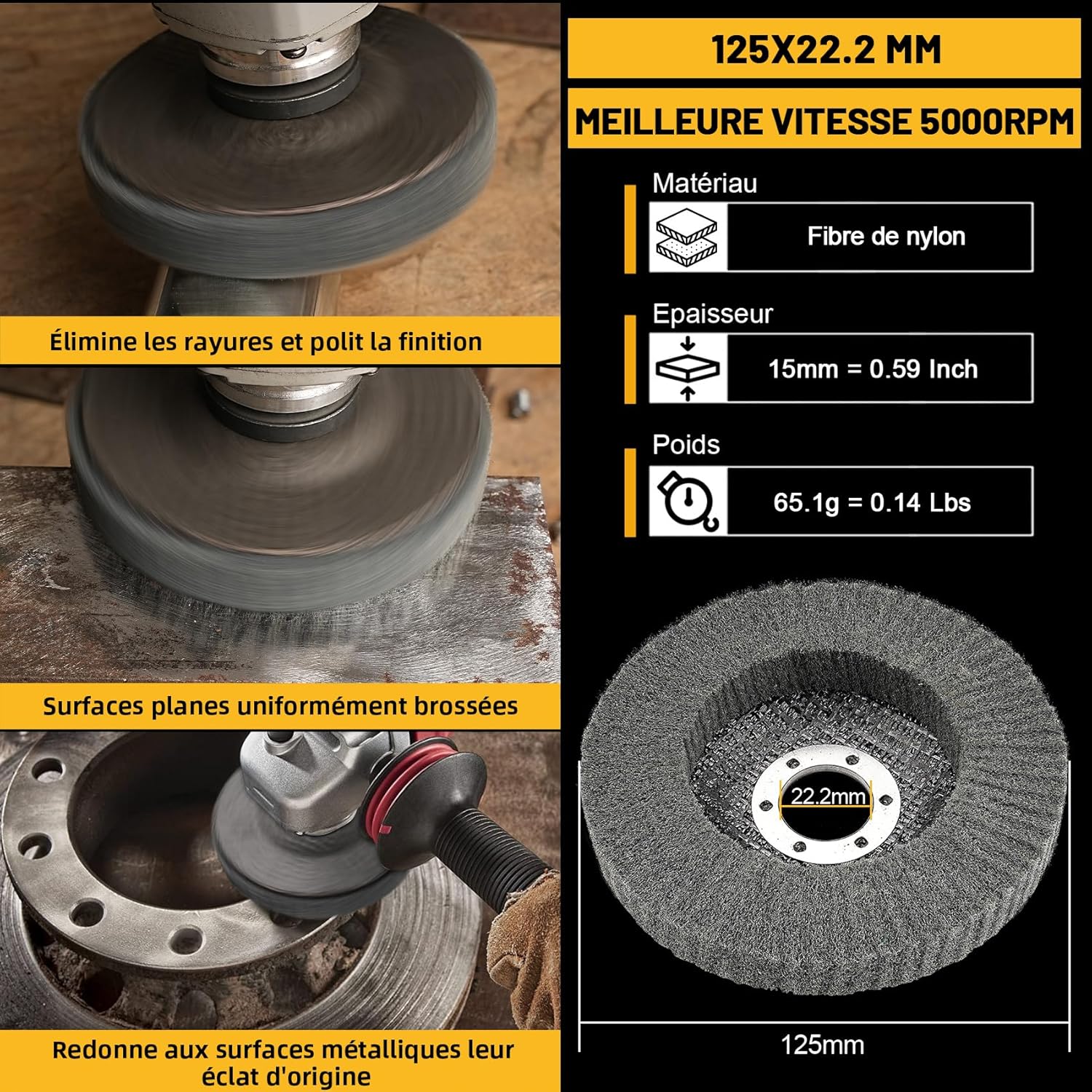 12.5 x 2.2cm Disque de Ponçage à Lamelles en Fibre de Nylon, Lot de 6 pour Meuleuse d'angle, Pour le nettoyage, Pour le nettoyage et le polissage - 3