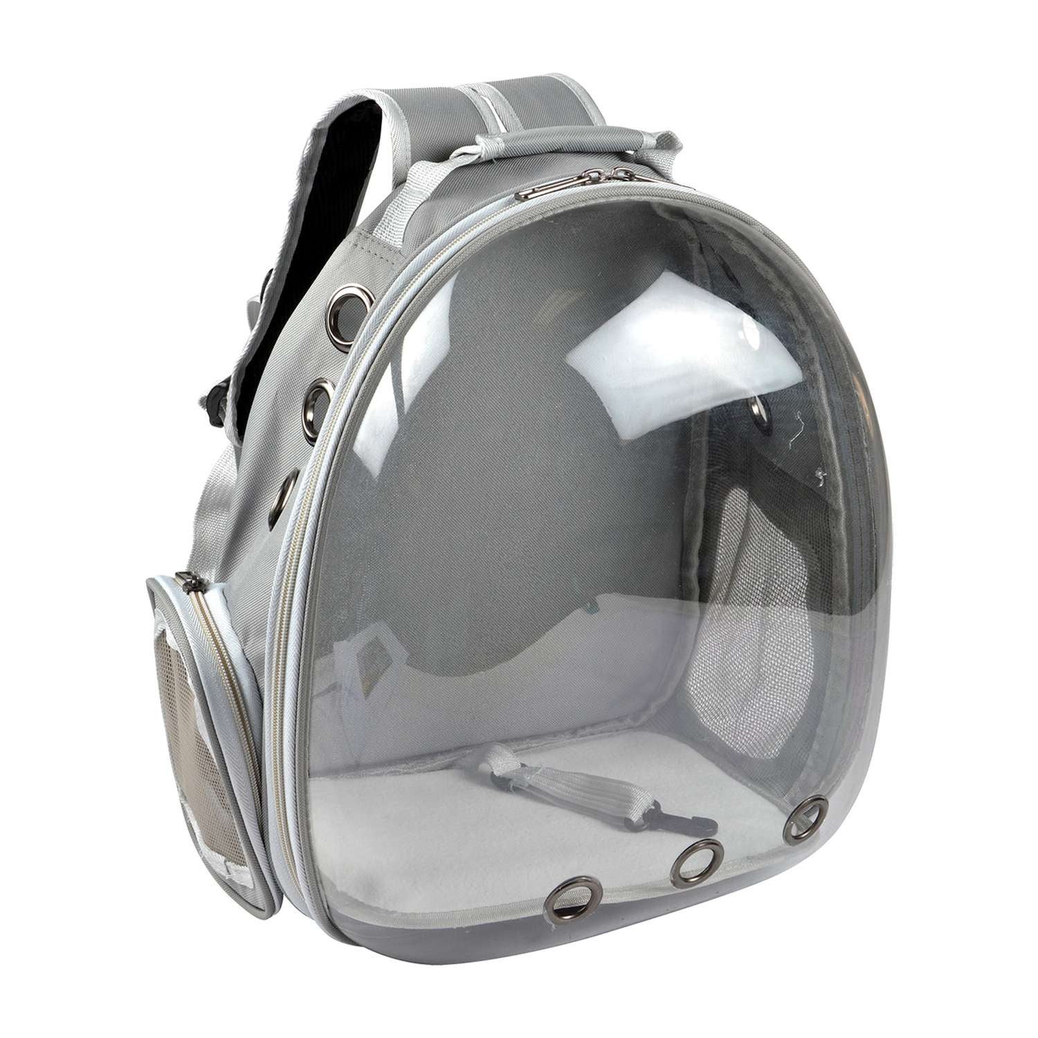 Sac à dos de transport avec bulle pour chat et chien Gris