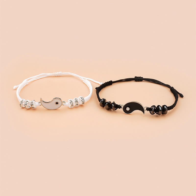 Coppia in argento Sterling abbinata Yin Yang bracciali gioielli