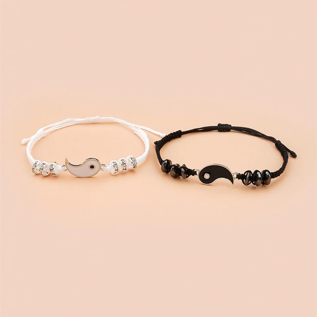 Coppia in argento Sterling abbinata Yin Yang bracciali gioielli Coppia in argento Sterling abbinata Yin Yang bracciali gioielli