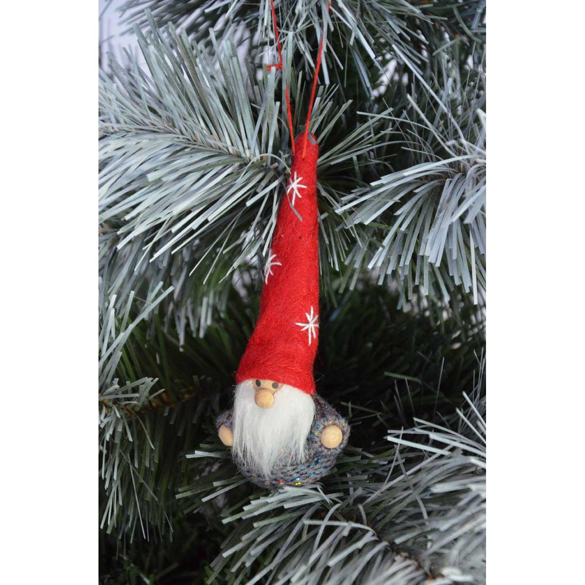 Zawieszka na choinkę skrzat 11 cm czerwony - 3