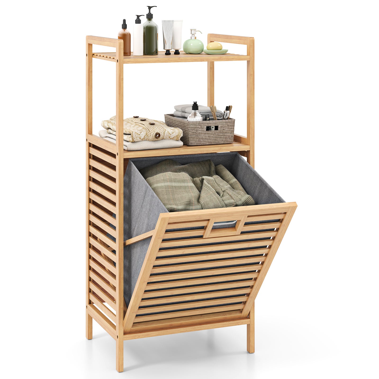 Meuble Salle De Bain En Bambou Panier Linge Inclinable Meuble Linge meuble-salle-de-bain-en-bambou-panier-linge-inclinable-meuble-linge