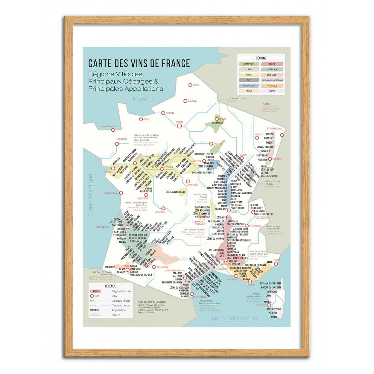 Affiche d’art 50 x 70 cm - Carte des vins de France - Frog Posters - 4