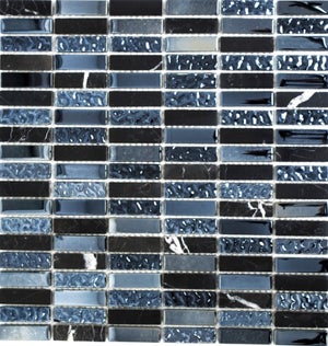 Plaque De Mosaïque En Verre Cristal Translucide Gris Noir - Réf. 82-0208_b - Pour Décoration Intérieure