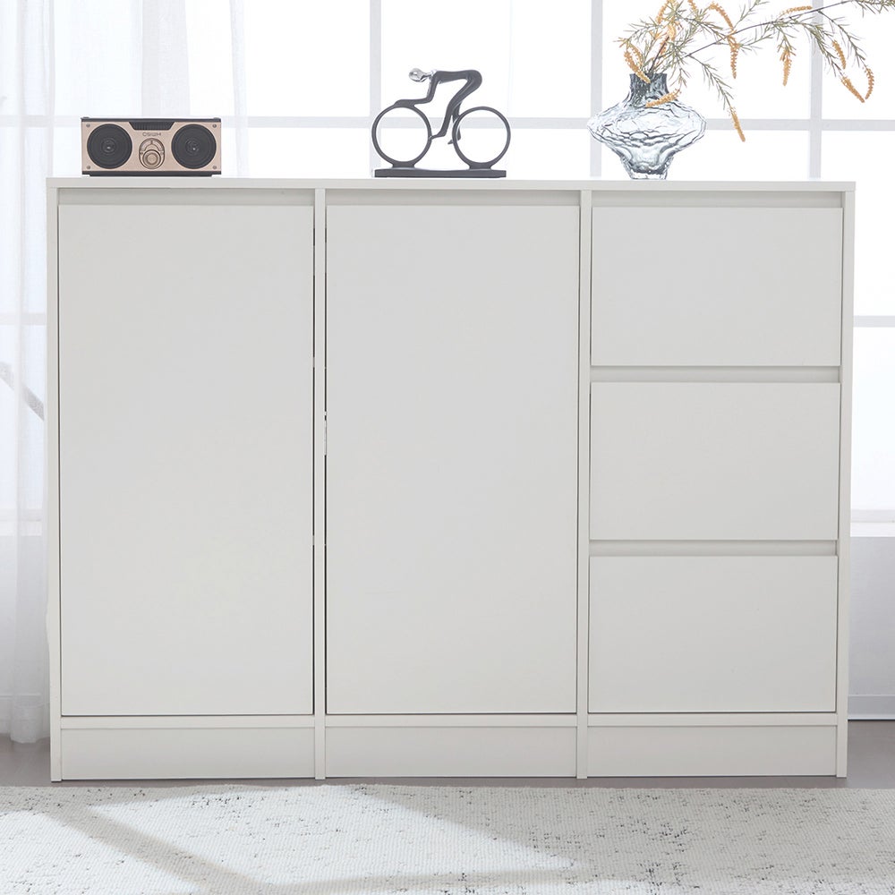 Buffet Cuisine Blanc Avec Tiroirs Et Portes - Meuble Rangement 100x40x105 Cm - 10