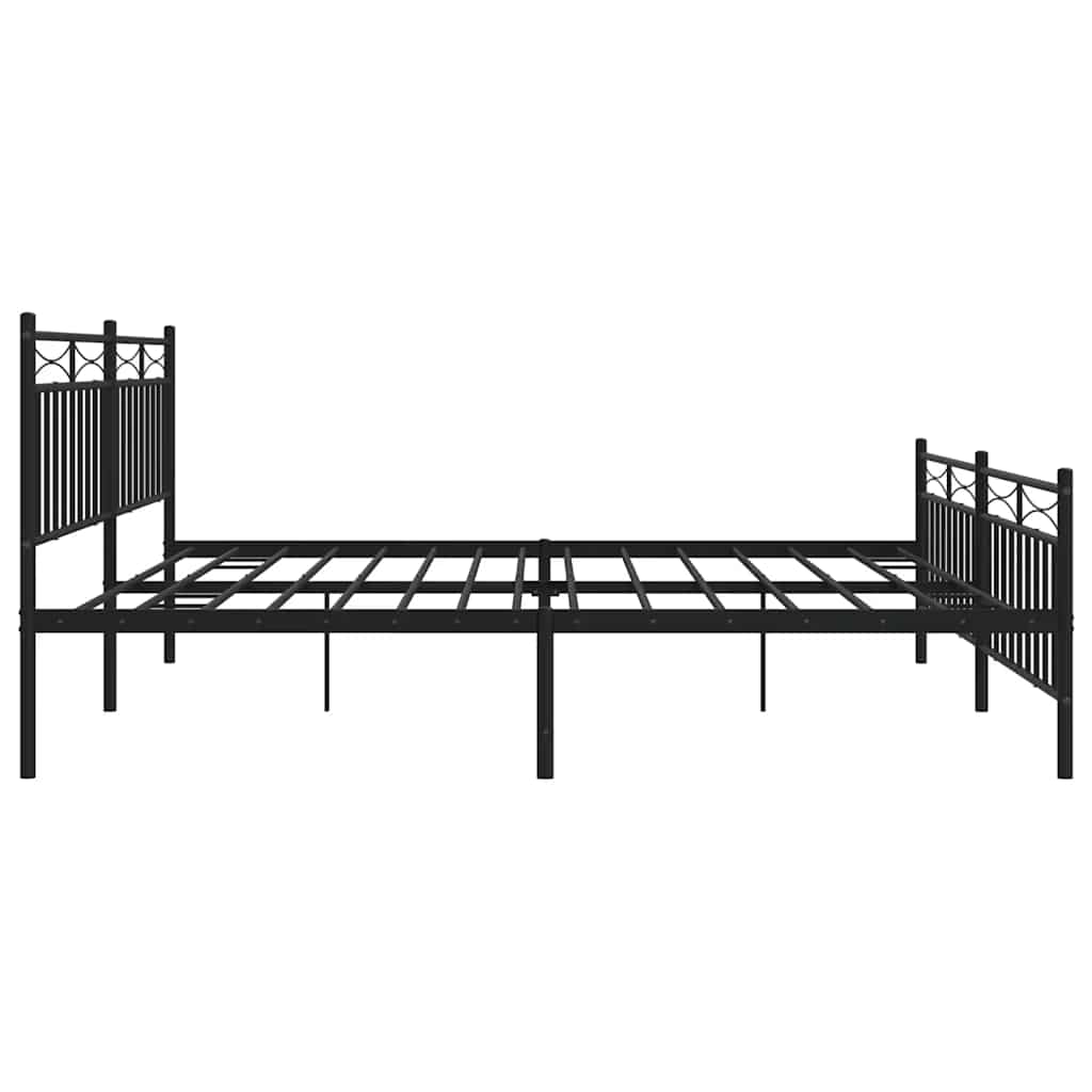 Estructura de cama sin colchón con estribo, de metal negro, para dormitorio, 193 × 203 cm - 7