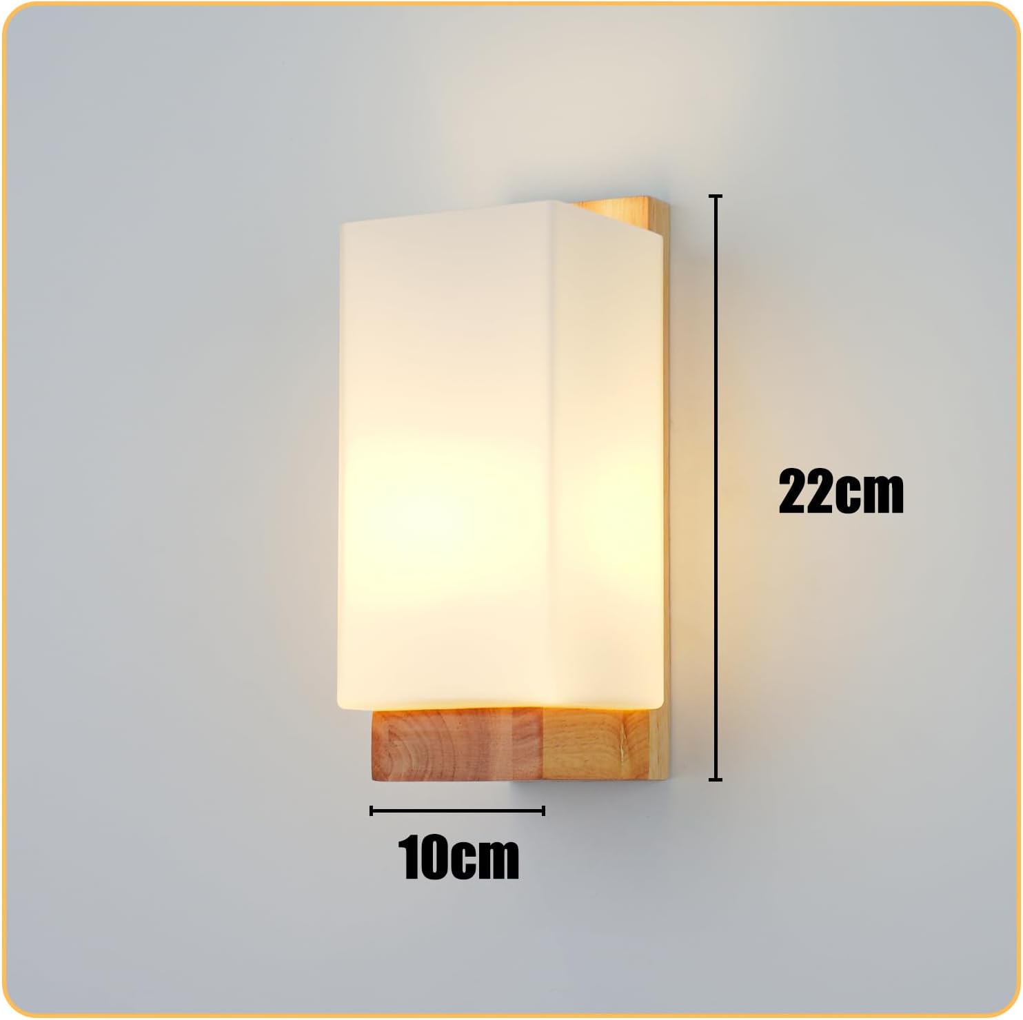 COMELY Appliques Murales en Bois Carrées E27, Lampe Murale avec Abat-Jour en Verre Blanc, Luminaire Intérieur pour Chambre Salon Salle de Bain Couloir - 2