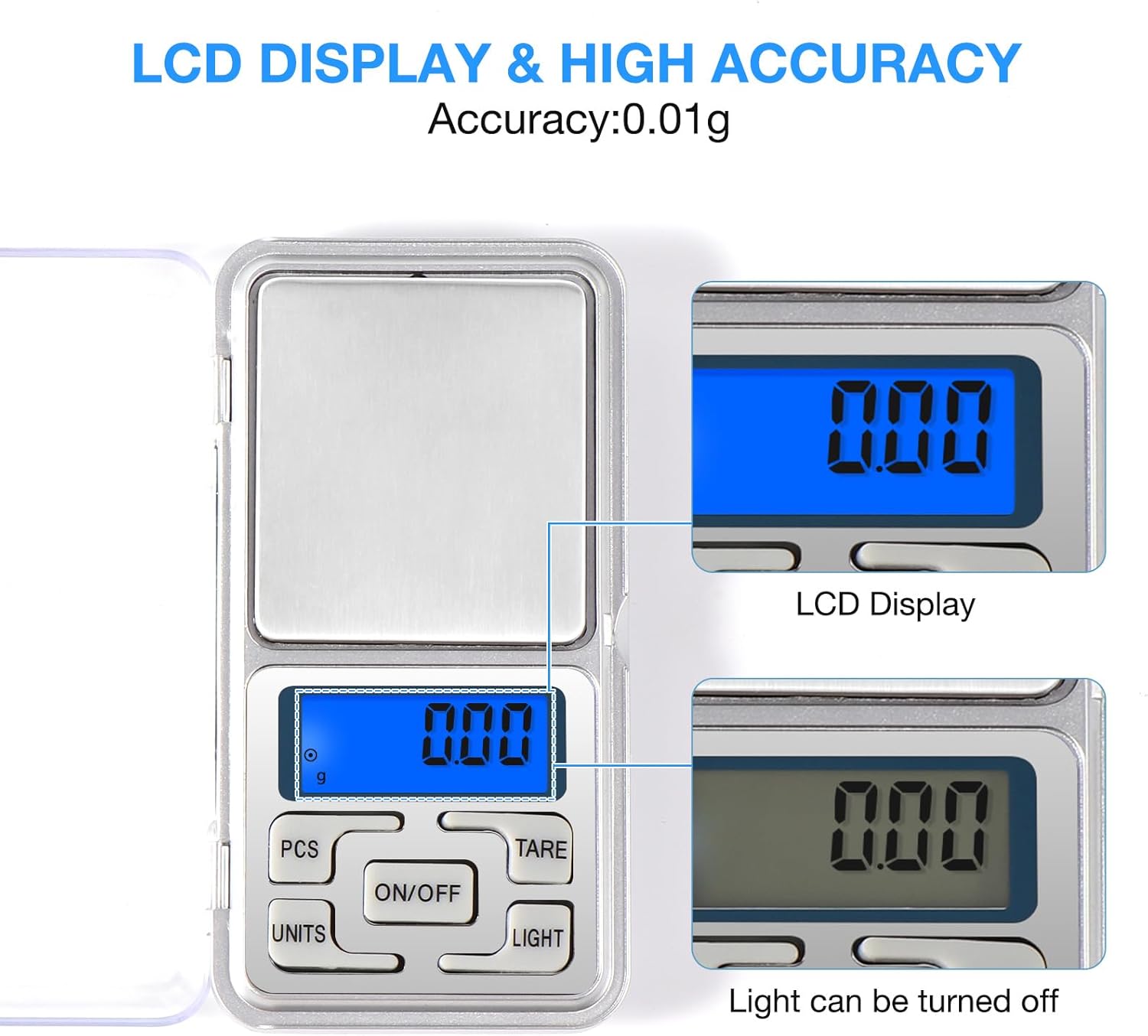 Mini balance, balance de précision 0,01 g à 500 g, petite balance de précision avec écran LCD rétroéclairé, mini balance de cuisine de précision - 3