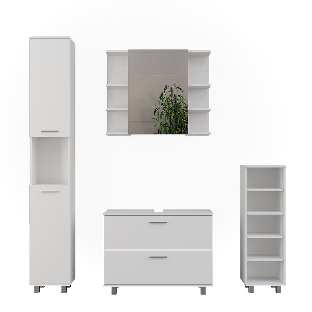 Vicco Zestaw mebli łazienkowych Ilias, Biały, 4 części