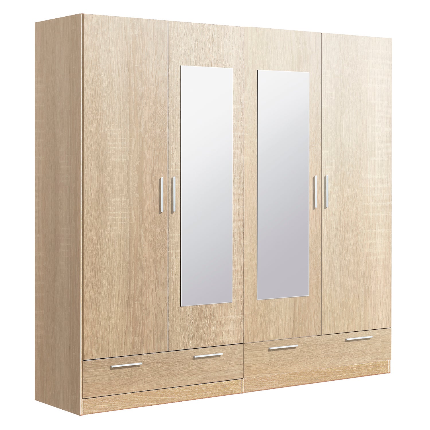 Armoire / placard de rangement de 4 portes avec miroirs + 2 tiroirs ...