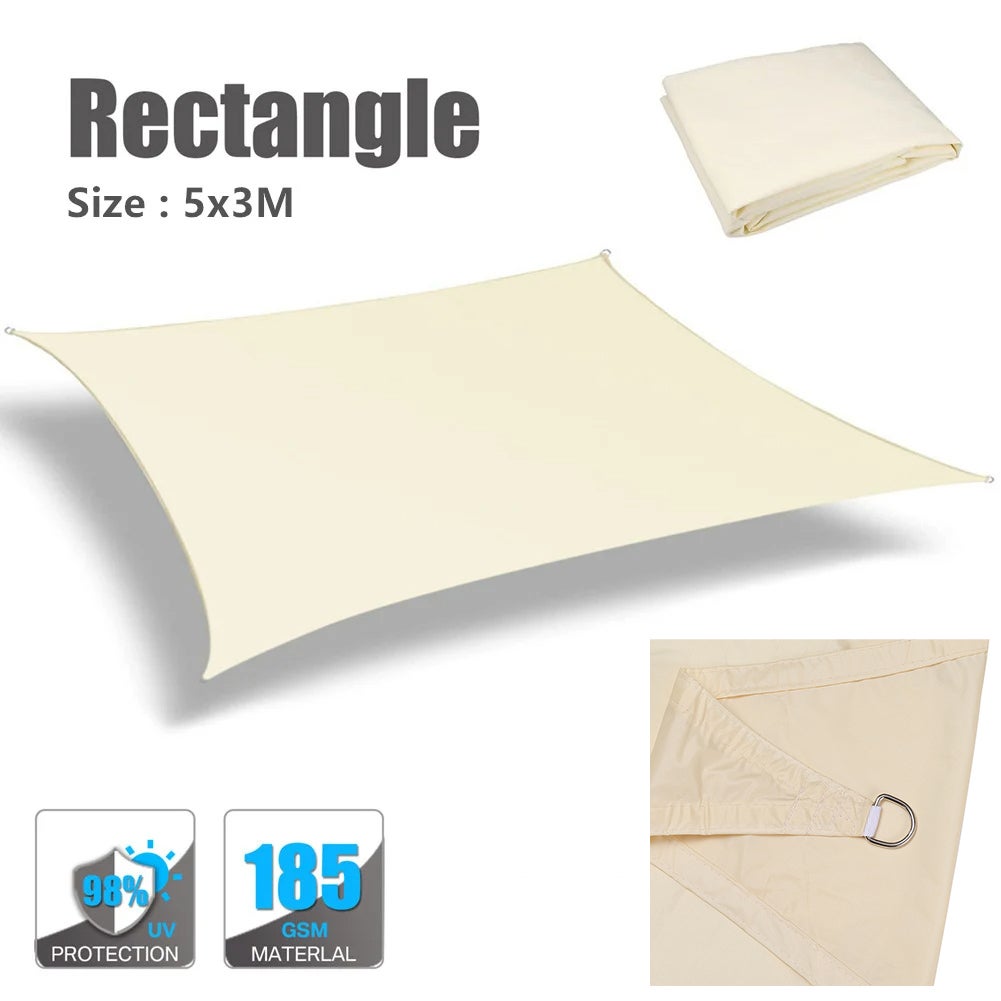 Vela de Sombra, Toldo Rectangular para Exteriores de 3x5 m, Parasol Impermeable Anti-UV, Tela de Sombra para Acampar para jardín, Patio, Piscina - 2