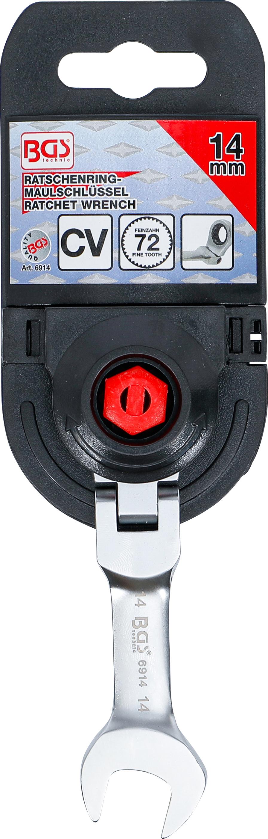 Clé mixte à cliquet | courte | à couder | 14 mm - 4