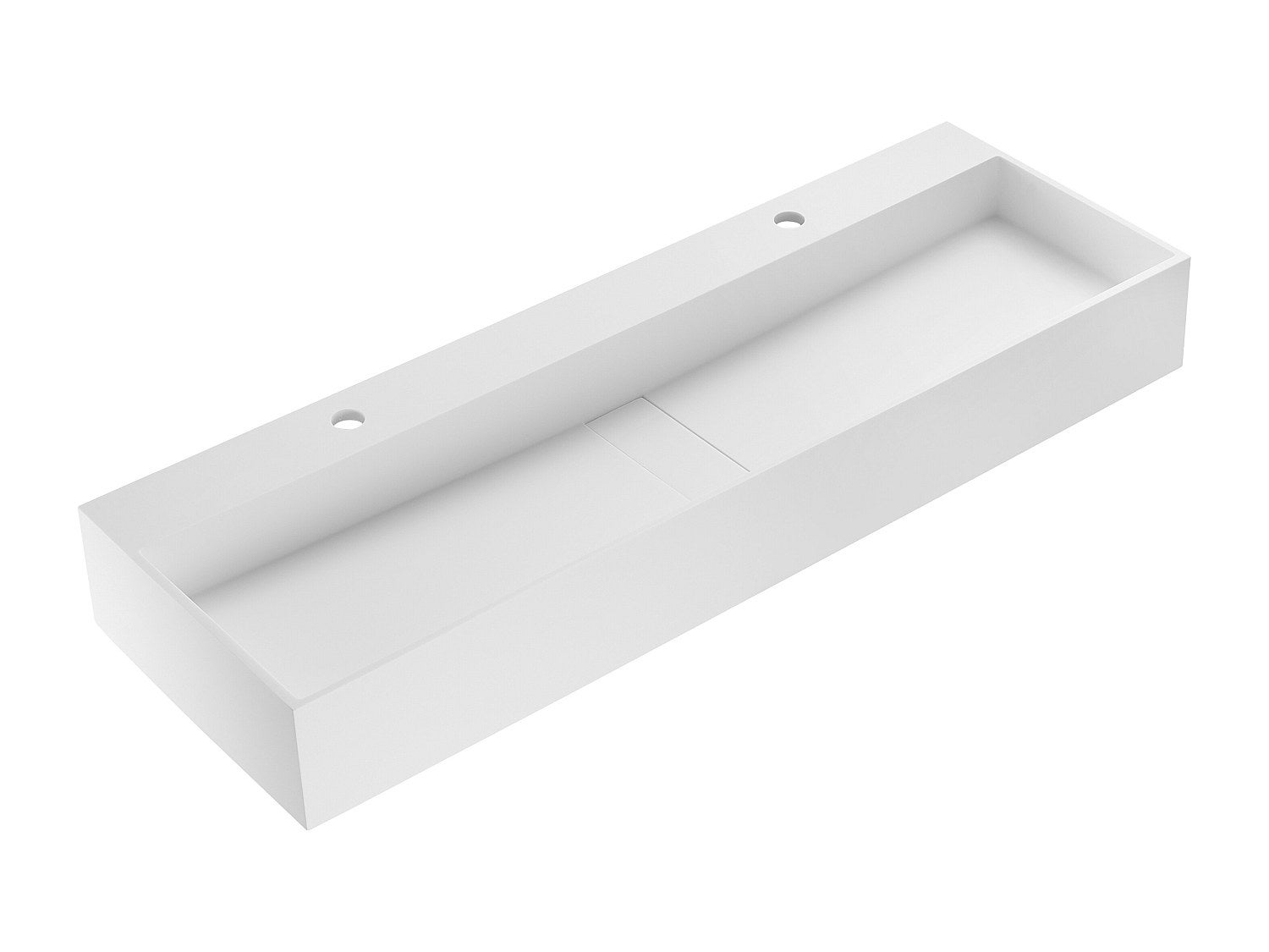 Vasque suspendue en solid surface - Blanc - L120 x l40 x H15 cm - YAMDROK - 2