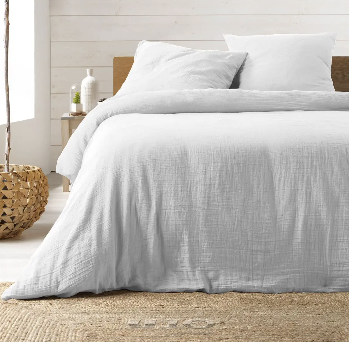 Ropa de cama de gasa de algodón blanca 240 x 220 cm