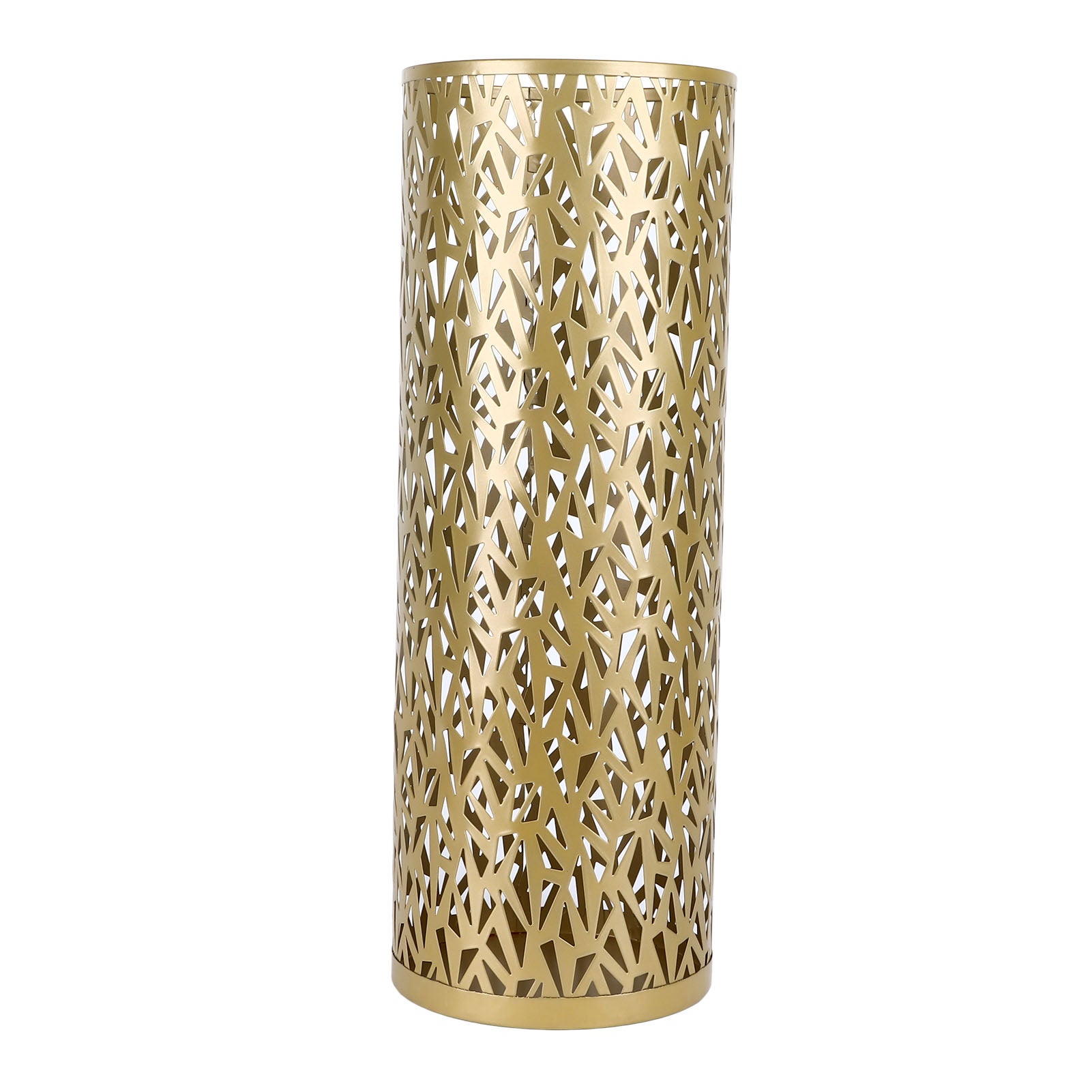 Okrągły stojak na parasole metal złoty 35x15 cm ażurowy odporny dom biuro wejście – ComfortXL