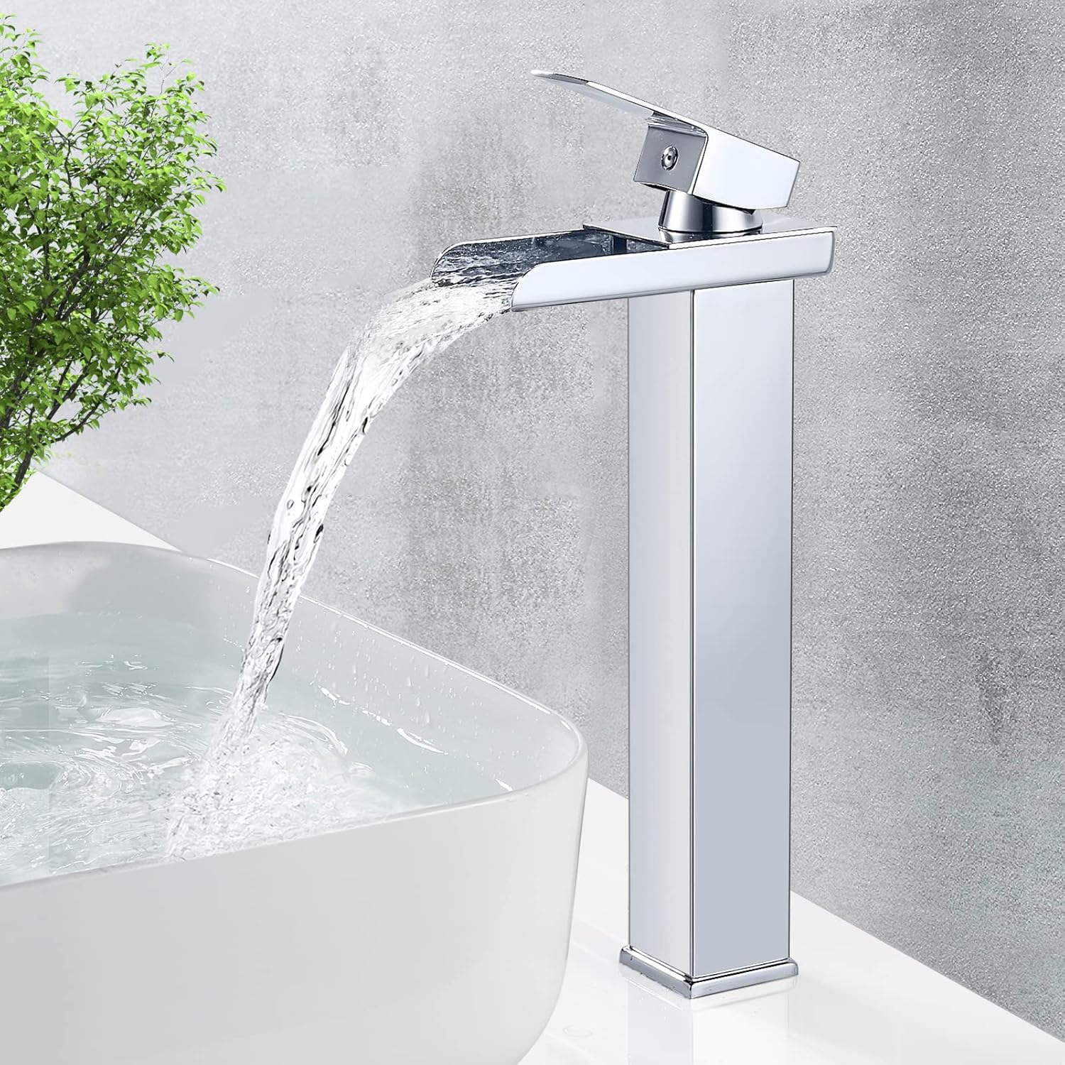 Bateria łazienkowa typu wodospad, nowoczesna bateria mieszaczowa do wysokiej umywalki, bateria z wysoką wylewką, mosiądz, woda ciepła i zimna, G 3/8&q