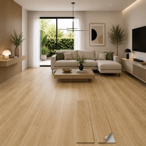 Arquiservi®-Pavimento Vinílico Autocolante PVC Carvalho Dourado 0,28 m² 2 Réguas Amostra | Sala e Quarto | Resistente à Água | 2mm