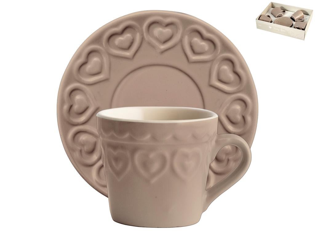 H&H Fairylove Confezione 4 Tazze tè con Piattino, Stoneware, Verde Acqua, 4 unità