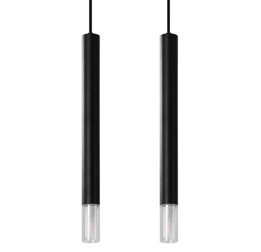 Lampa sufitowa wisząca Wezyr czarno-przezroczysta 2xG9x12W wym: 120 x 30 x 6 cm metal Sollux Lighting