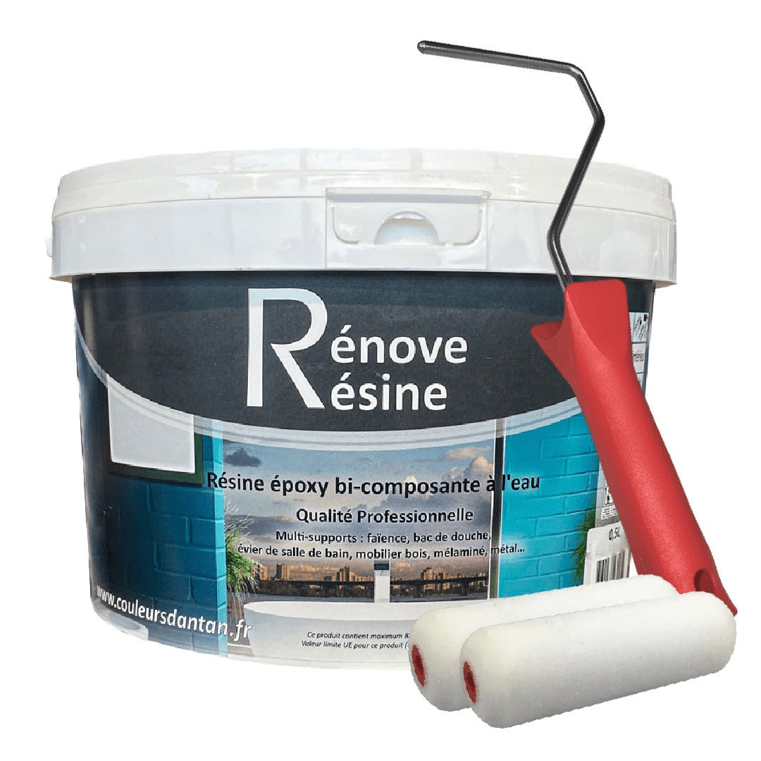 Peinture Résine multisupport Intérieur 0,5L - Faïence, Carrelage, Douche, Baignoire 5m² - RAL 3014 Vieux rose + Kit d'application OFFERT - 5