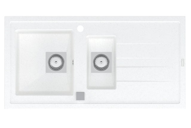Évier cuisine à encastrer 1,5 bac ARCOS CAREA en Minéral 98 x 50 cm Blanc
