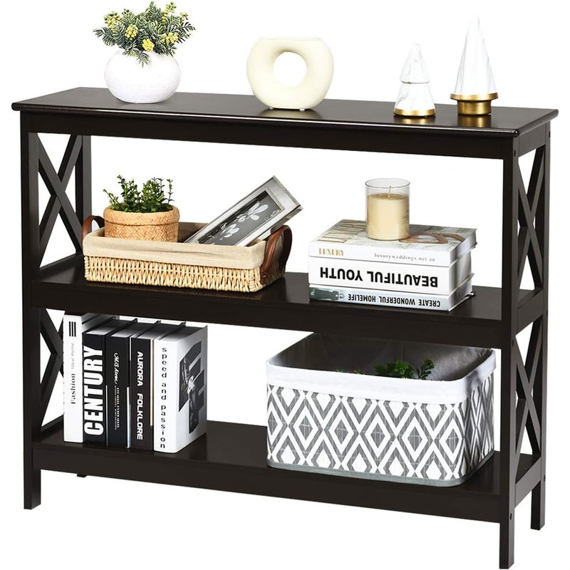Stolik Konsolowy z 3 Poziomami, Półka do Schowka z 3 Poziomami, 100 x 33 x 80 cm, Mebel do Schowka, Stolik do Schowka, Maks. 30 kg (Czarny)