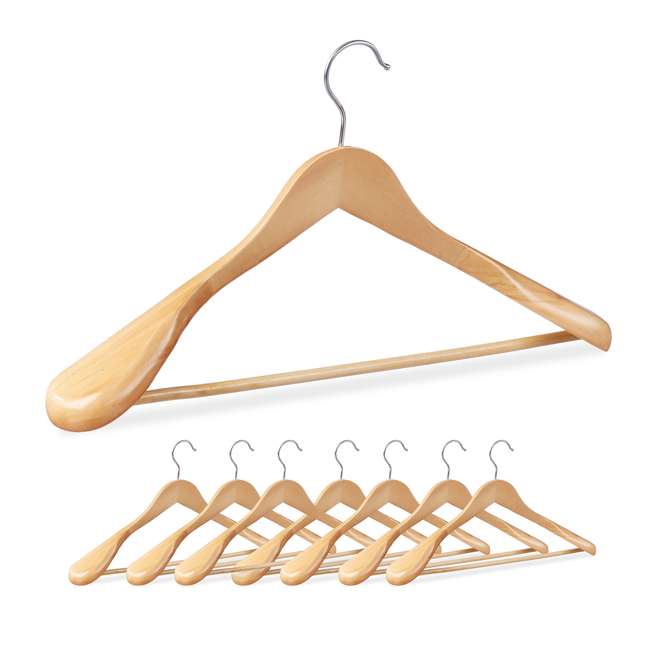 SUITS VIENNA Lot De 8 Cintres Bois Robuste Pour Vestes Et Manteaux - 43 Cm Noyer Foncé