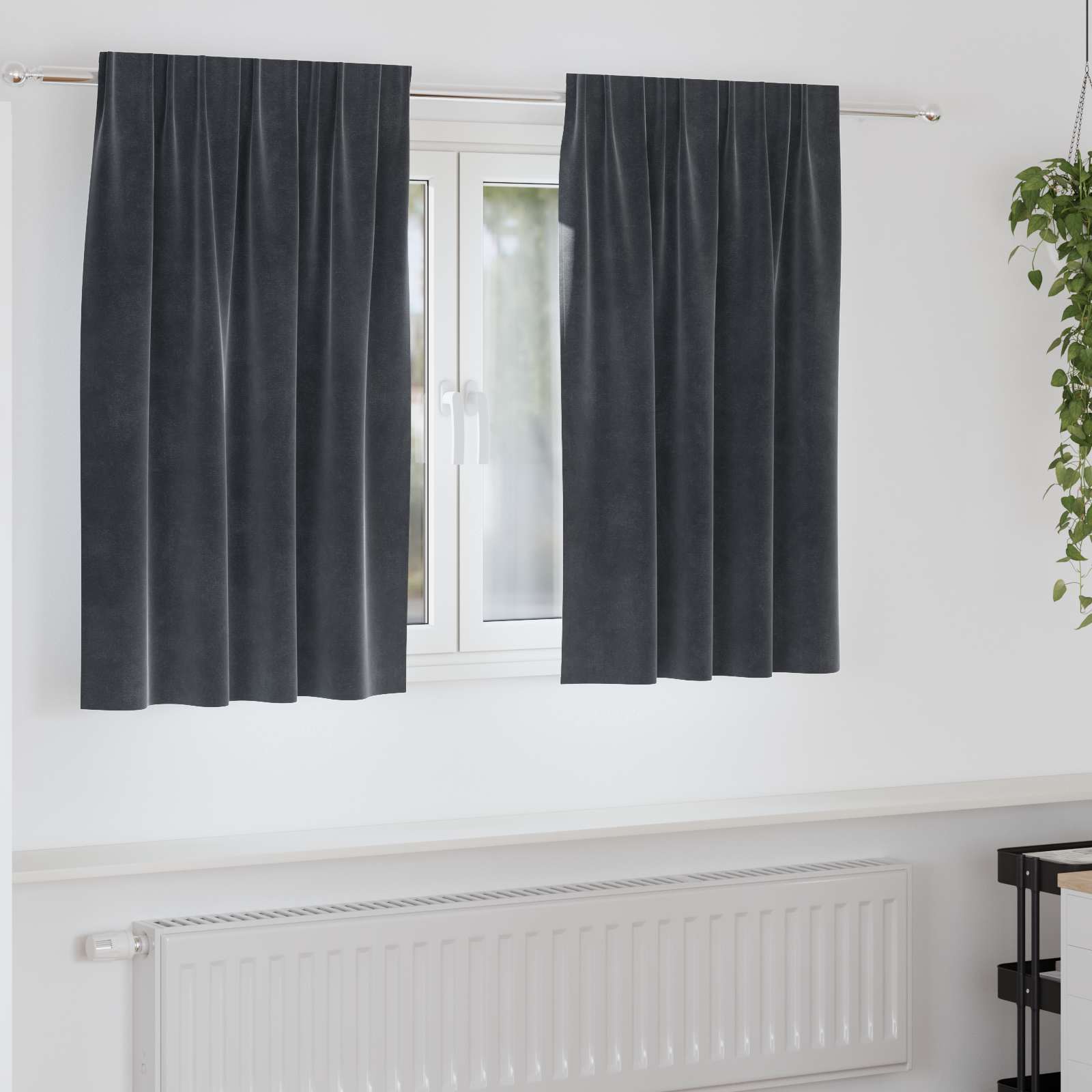 Zasłony zaciemniające 2 pcs Ciemnoszary 140 x 140 cm Aksamit vidaXL