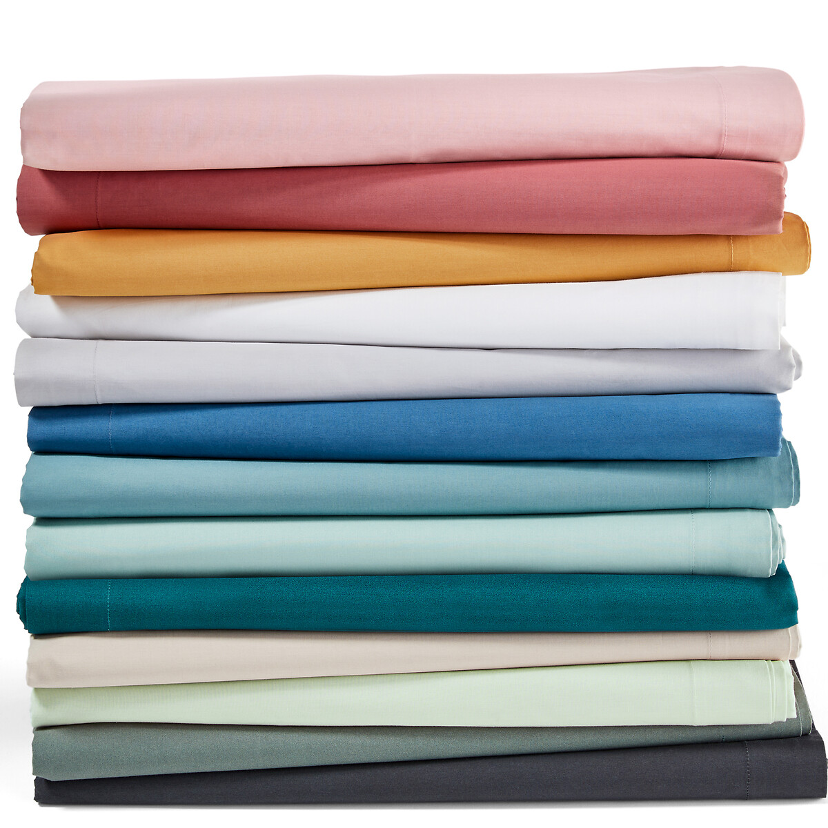 Drap plat uni en percale de coton bio Scenario - Rose poudré - 180 x 290 cm - 3