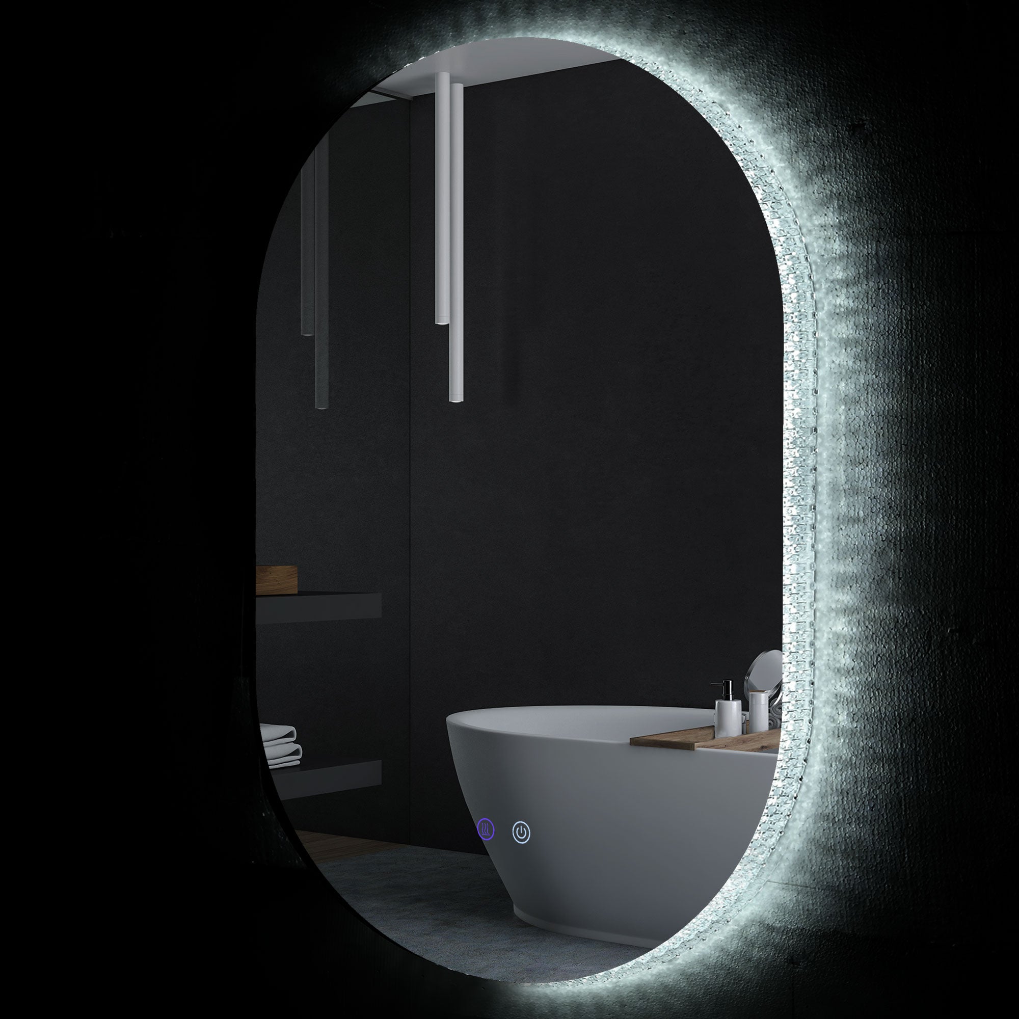 RELAX4LIFE Miroir de Salle de Bain LED Ondulé 60 CM avec Luminosité