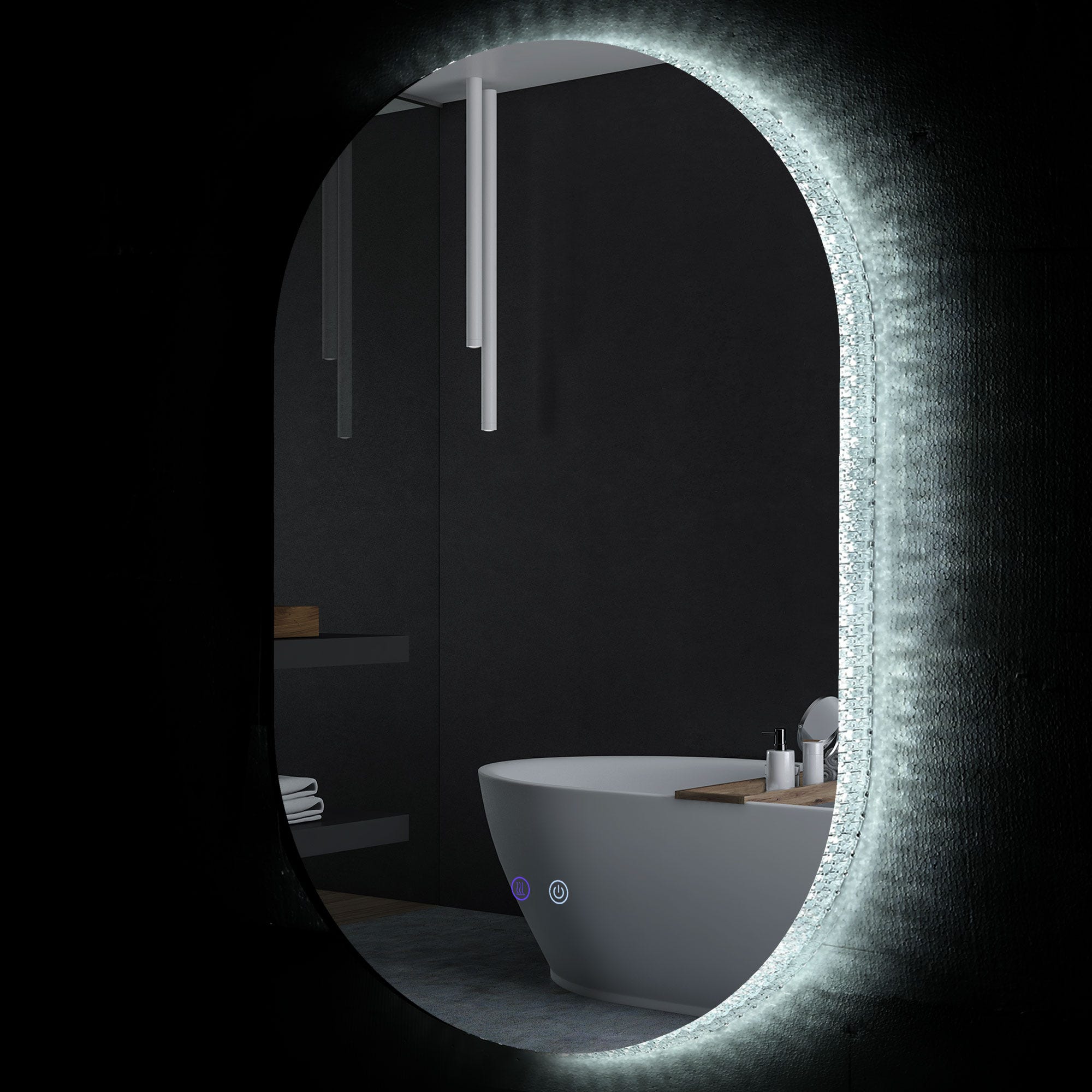 RELAX4LIFE Miroir de Salle de Bain LED Ondulé 60 CM avec Luminosité RELAX4LIFE Miroir de Salle de Bain LED Ondulé 60 CM avec Luminosité
