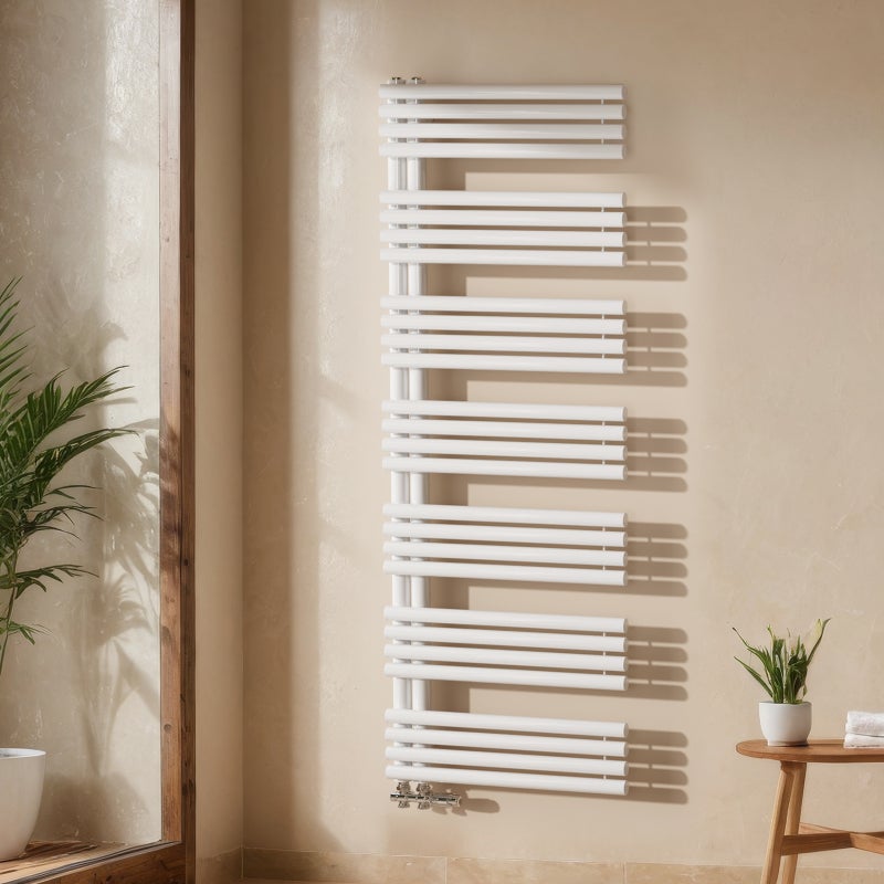 EMKE Grzejnik Łazienkowy 1075W, 166x60 cm, 6 bar, do 7 m² – Biały