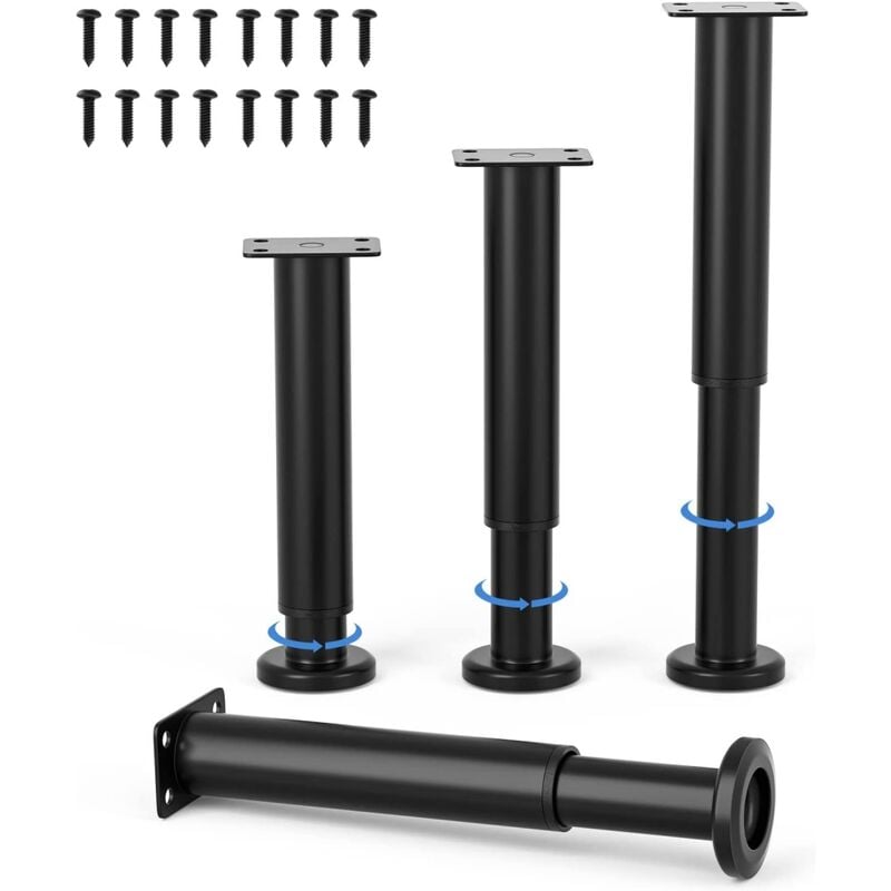 FAS 4 pieds de table réglables en hauteur 710 mm Noir-N°2636